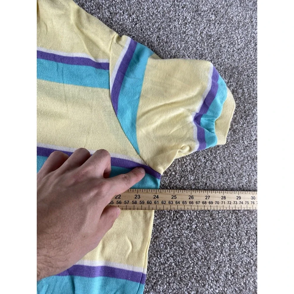 Polo Ralph Lauren Yellow/Purple/Blue Striped Made In USA Polo Mens XL Pony Read